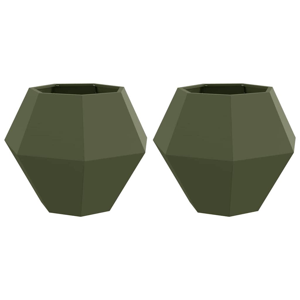 Vidaxl plantenbak 2 pcs olijf groen 75 x 75 x 60 cm staal