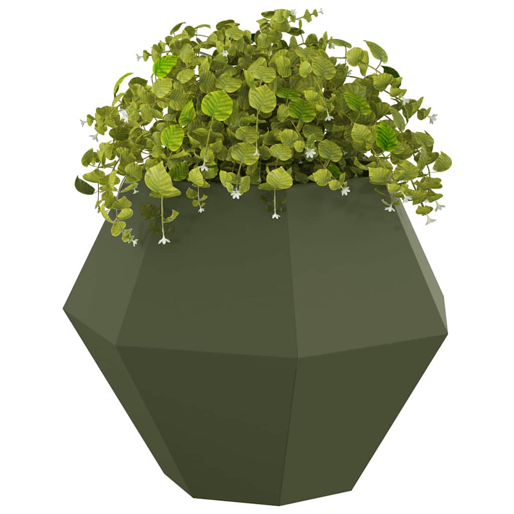 Vidaxl plantenbak 2 pcs olijf groen 75 x 75 x 60 cm staal
