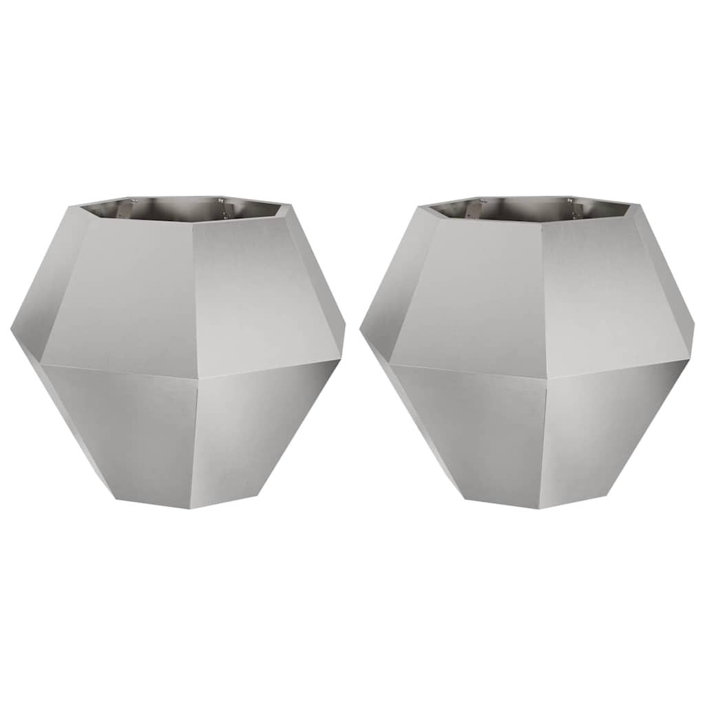 Fioriera Vidaxx 2 pezzi argento 75 x 75 x 60 cm in acciaio inossidabile