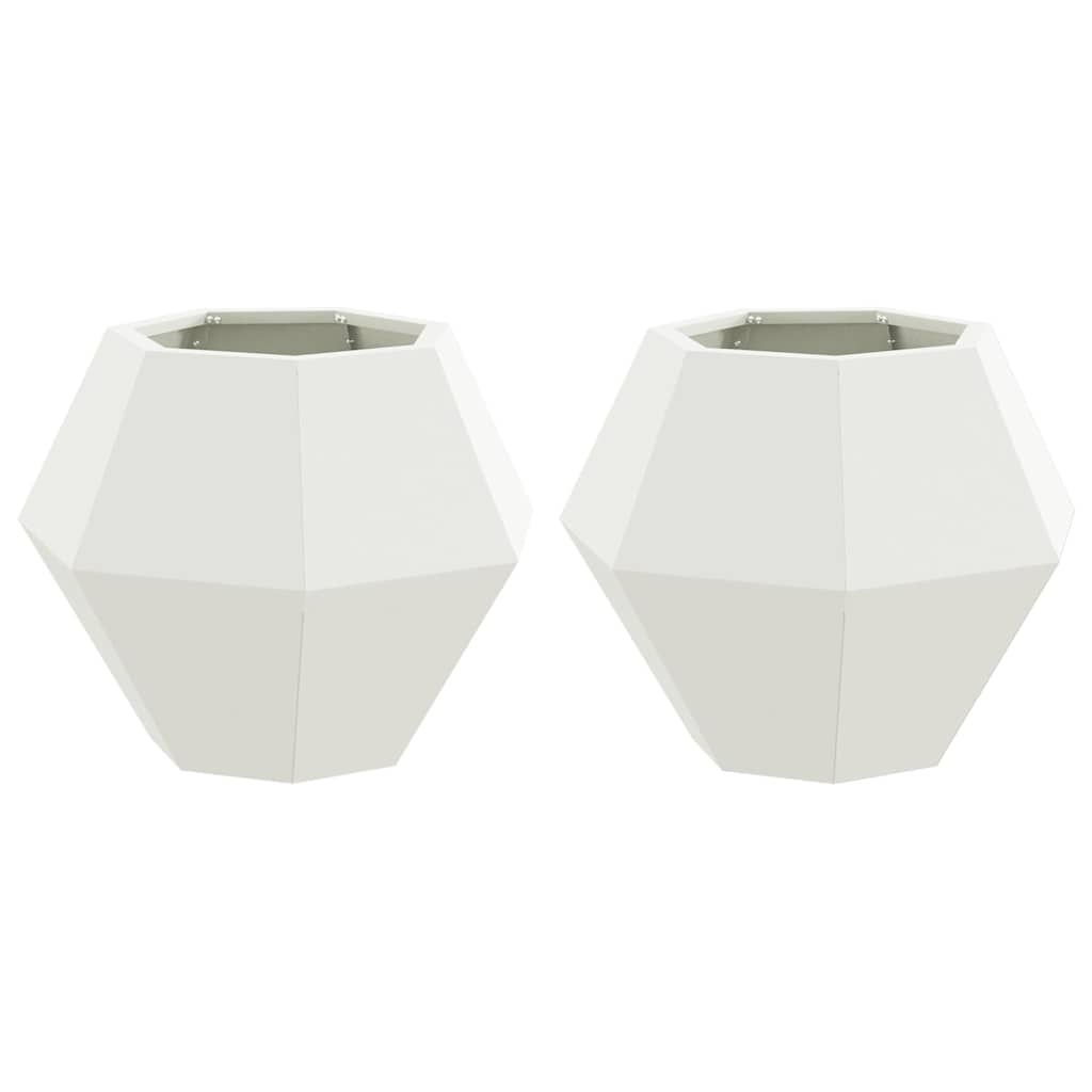 Vidaxx macetero 2 piezas blanco 50 x 50 x 40 cm acero