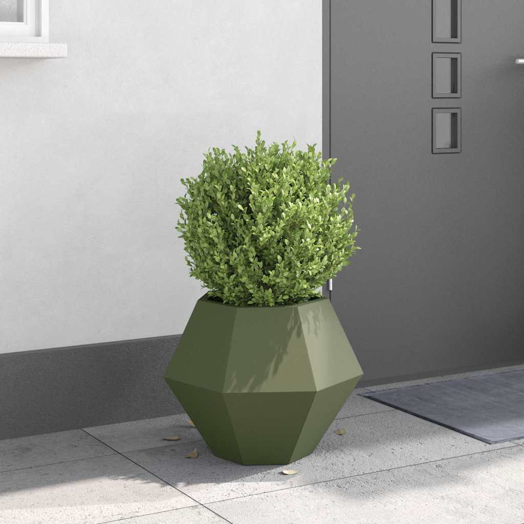Jardinera vidaxx verde oliva 50 x 50 x 40 cm acero