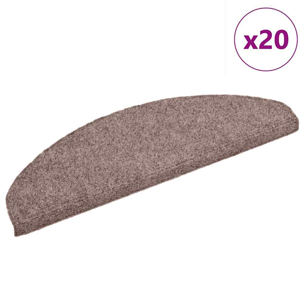 Vidaxx Tappetini per scale autoadesivi 20 pezzi 65x21x4 cm marrone chiaro semicircolare grande