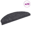 Vidaxx alfombras de escalera autoadhesivas 20 piezas 65x21x4 cm gris oscuro semicircular grande