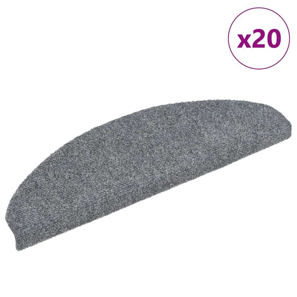 Vidaxl trapmatten zelfklevend 20 stuks 65x21x4 cm lichtgrijs halfrond groot