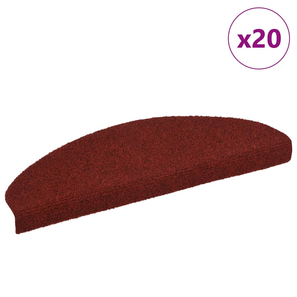 VidaXL Tappetini per scale autoadesivi 20 pezzi 65x21x4 cm rosso bordeaux semicircolare grande