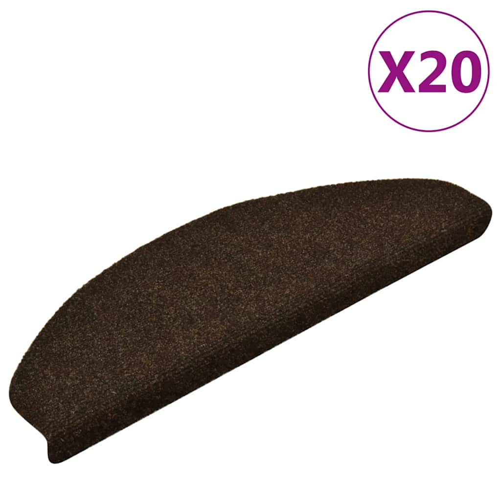 Vidaxx Tappetini per scale autoadesivi 20 pezzi 65x21x4 cm marrone semicircolare grande