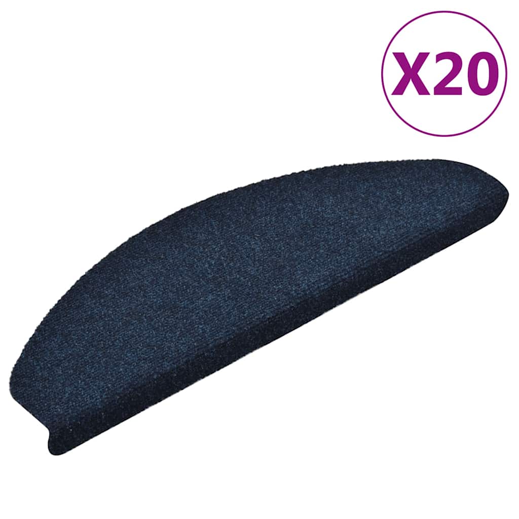 VidaXL alfombrillas para escaleras autoadhesivas 20 piezas 65x21x4 cm azul marino semicircular grande