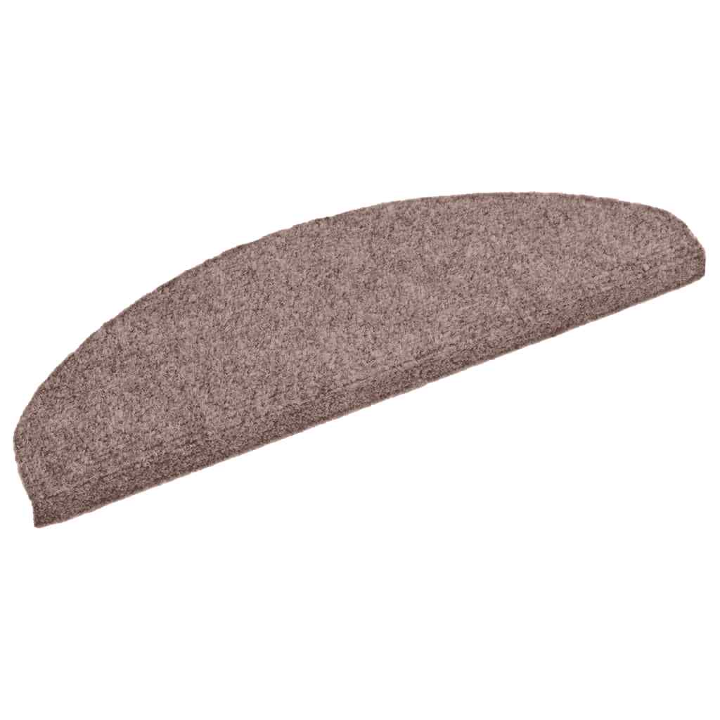 Vidaxx Tappetini per scale autoadesivi 30 pezzi 65x21x4 cm marrone chiaro semicircolare grande