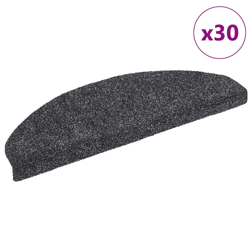 Vidaxx Tappetini per Scale Autoadesivi 30 Pezzi 65x21x4 cm Grigio Scuro Semicircolare Grande