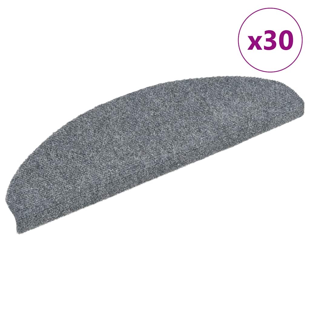 Vidaxx alfombras de escalera autoadhesivas 30 piezas 65x21x4 cm gris claro semicircular grande