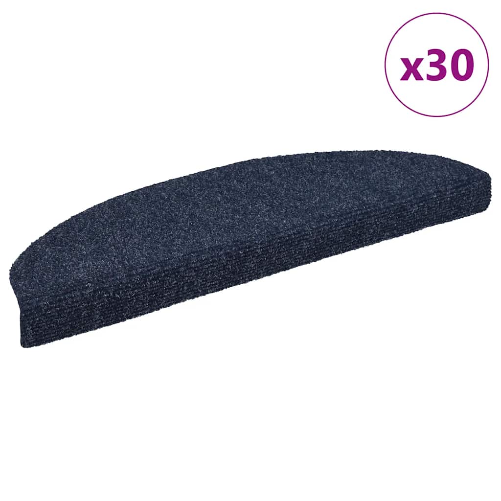 Vidaxx Tappetini per scale autoadesivi 30 pezzi 65x21x4 cm blu semicircolare grande