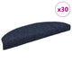 Vidaxx Tappetini per scale autoadesivi 30 pezzi 65x21x4 cm blu semicircolare grande
