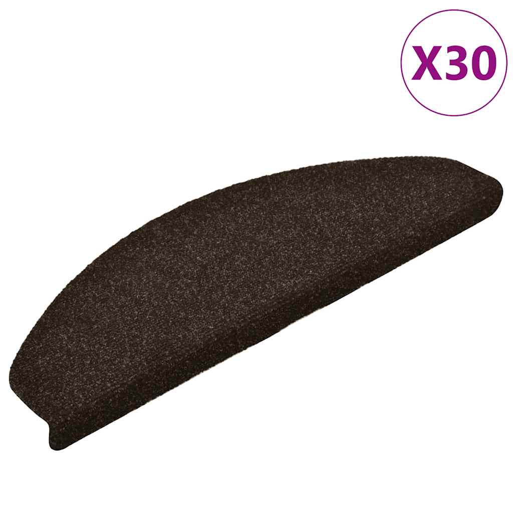 VidaXL Tappetini per scale autoadesivi 30 pezzi 65x21x4 cm marrone scuro semicircolare grande