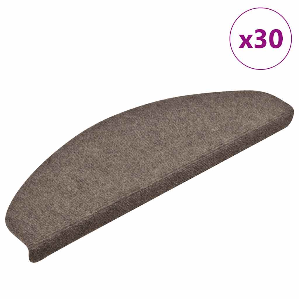VidaXL Tappetini per scale autoadesivi 30 pezzi 65x21x4 cm beige semicircolare grande
