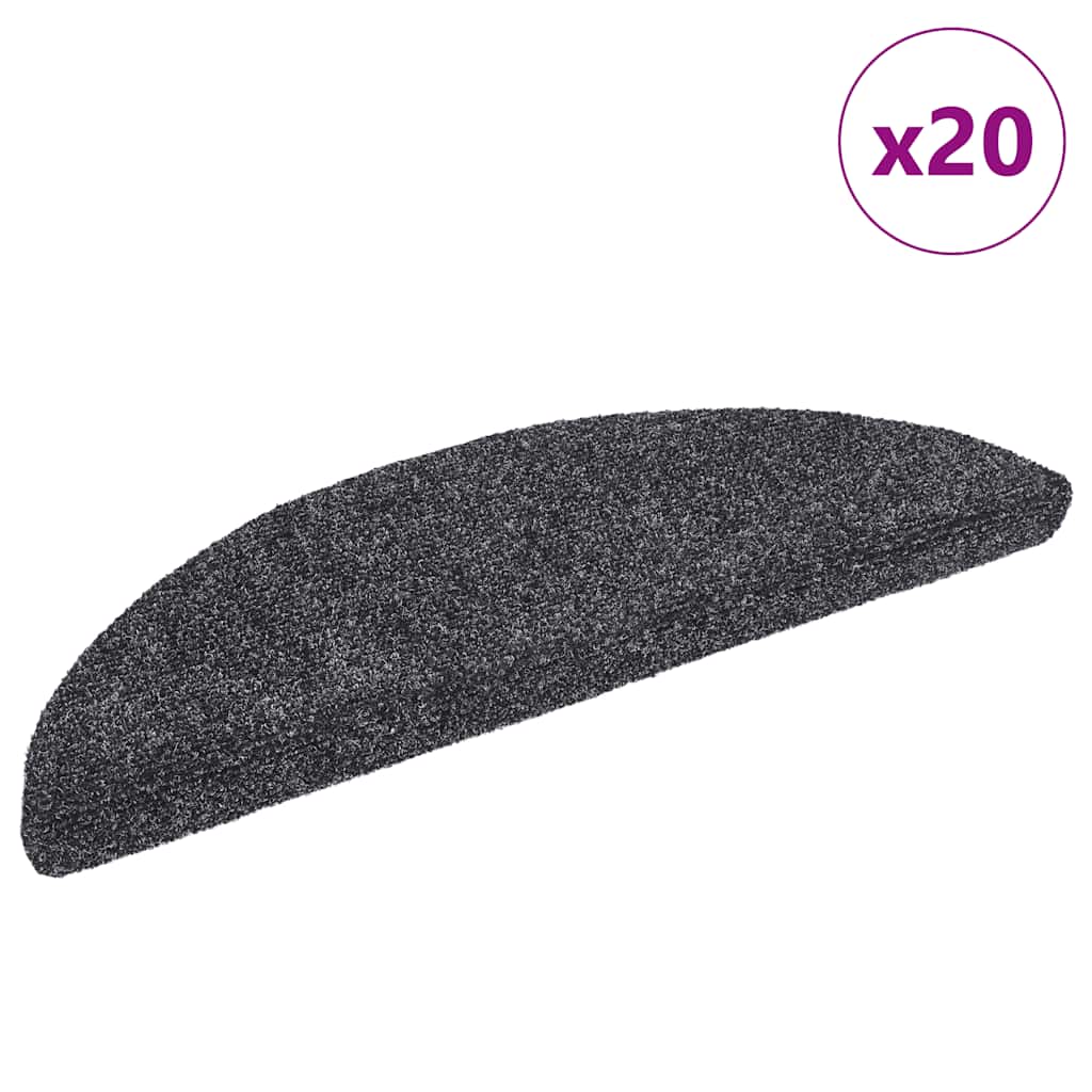 Vidaxx alfombras de escalera autoadhesivas 20 piezas 56x17x3 cm semicircular gris oscuro