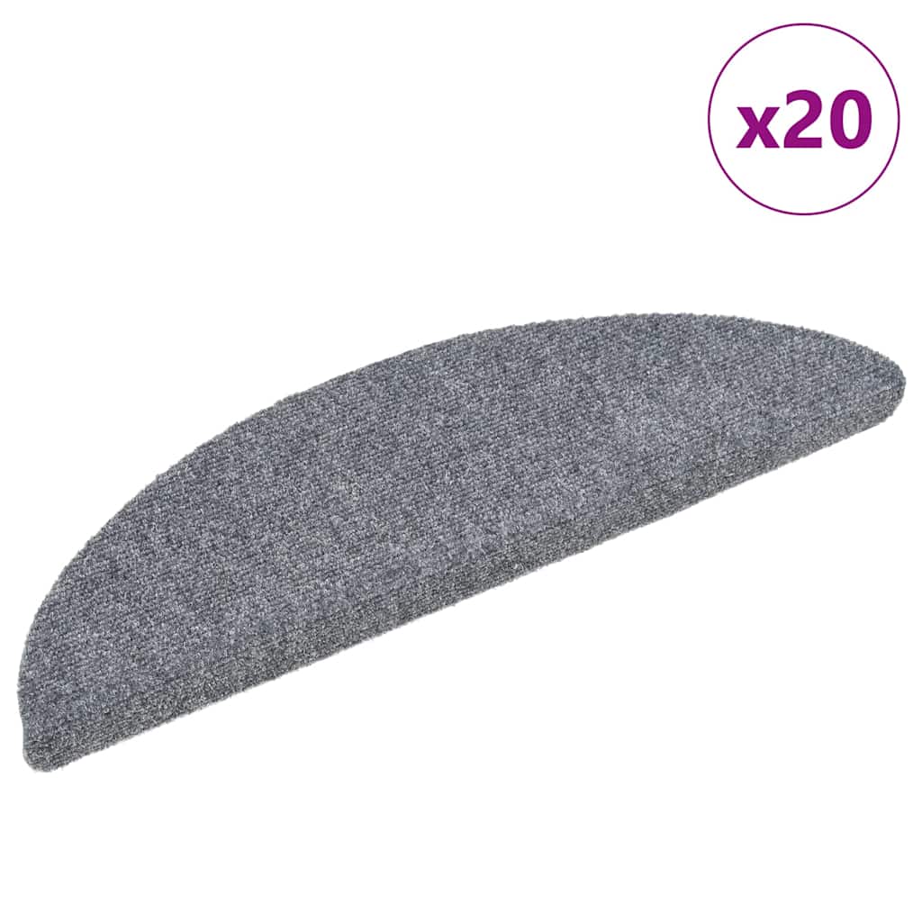 Vidaxx alfombras de escalera autoadhesivas 20 piezas 56x17x3 cm semicircular gris claro