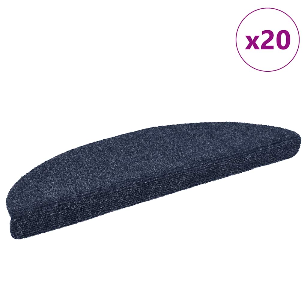 VidaXL Tappetini per scale autoadesivi 20 pezzi 56x17x3 cm blu semicircolare