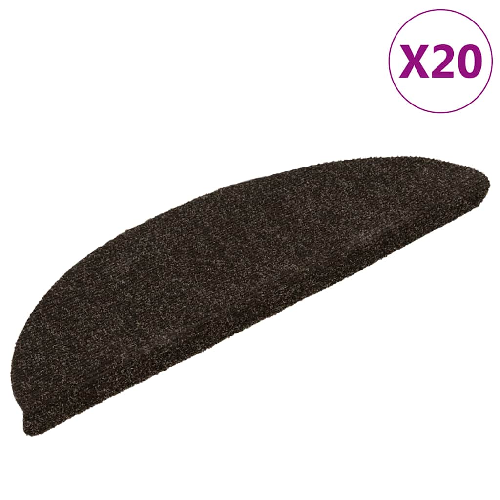VidaXL Tappetini per scale autoadesivi 20 pezzi 56x17x3 cm marrone scuro semicircolare