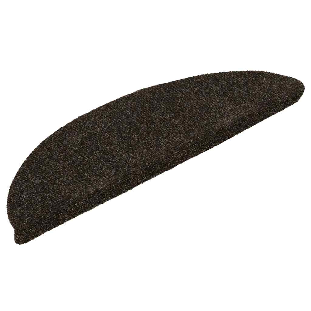 VidaXL Tappetini per scale autoadesivi 20 pezzi 56x17x3 cm marrone scuro semicircolare
