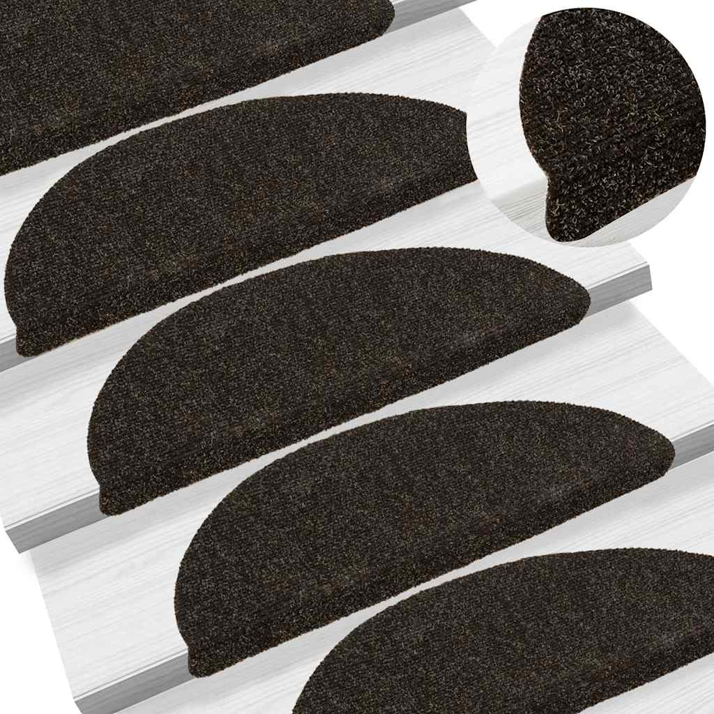 VidaXL Tappetini per scale autoadesivi 20 pezzi 56x17x3 cm marrone scuro semicircolare