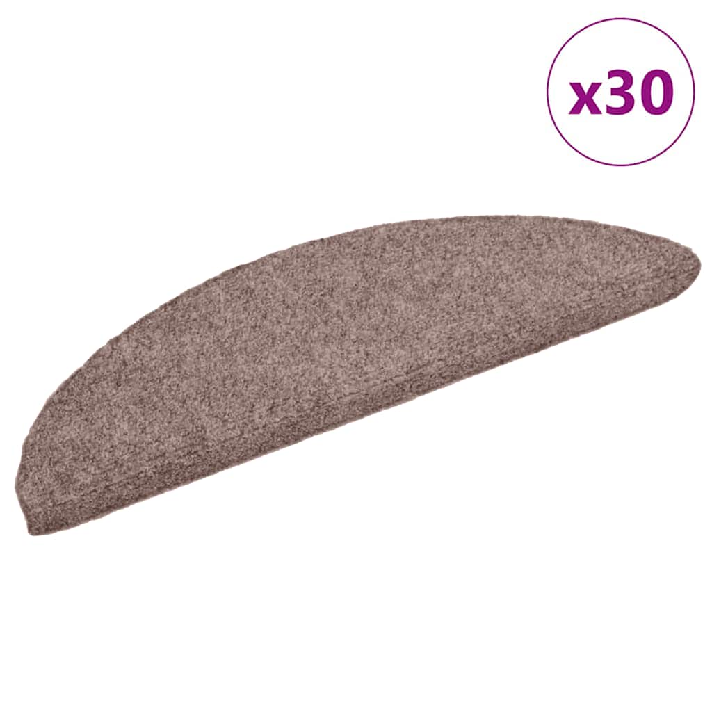 VidaXL Tappetini per scale autoadesivi 30 pezzi 56x17x3 cm marrone chiaro semicircolare