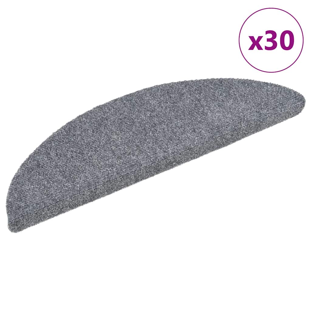 Vidaxx alfombras de escalera autoadhesivas 30 piezas 56x17x3 cm semicircular gris claro