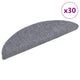 Vidaxx alfombras de escalera autoadhesivas 30 piezas 56x17x3 cm semicircular gris claro