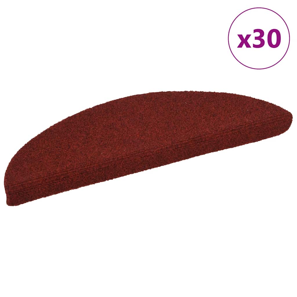 VidaXL Tappetini per scale autoadesivi 30 pezzi 56x17x3 cm rosso bordeaux semicircolare