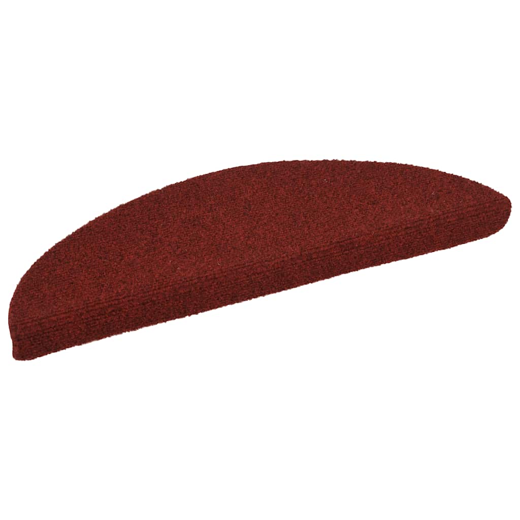 VidaXL Tappetini per scale autoadesivi 30 pezzi 56x17x3 cm rosso bordeaux semicircolare
