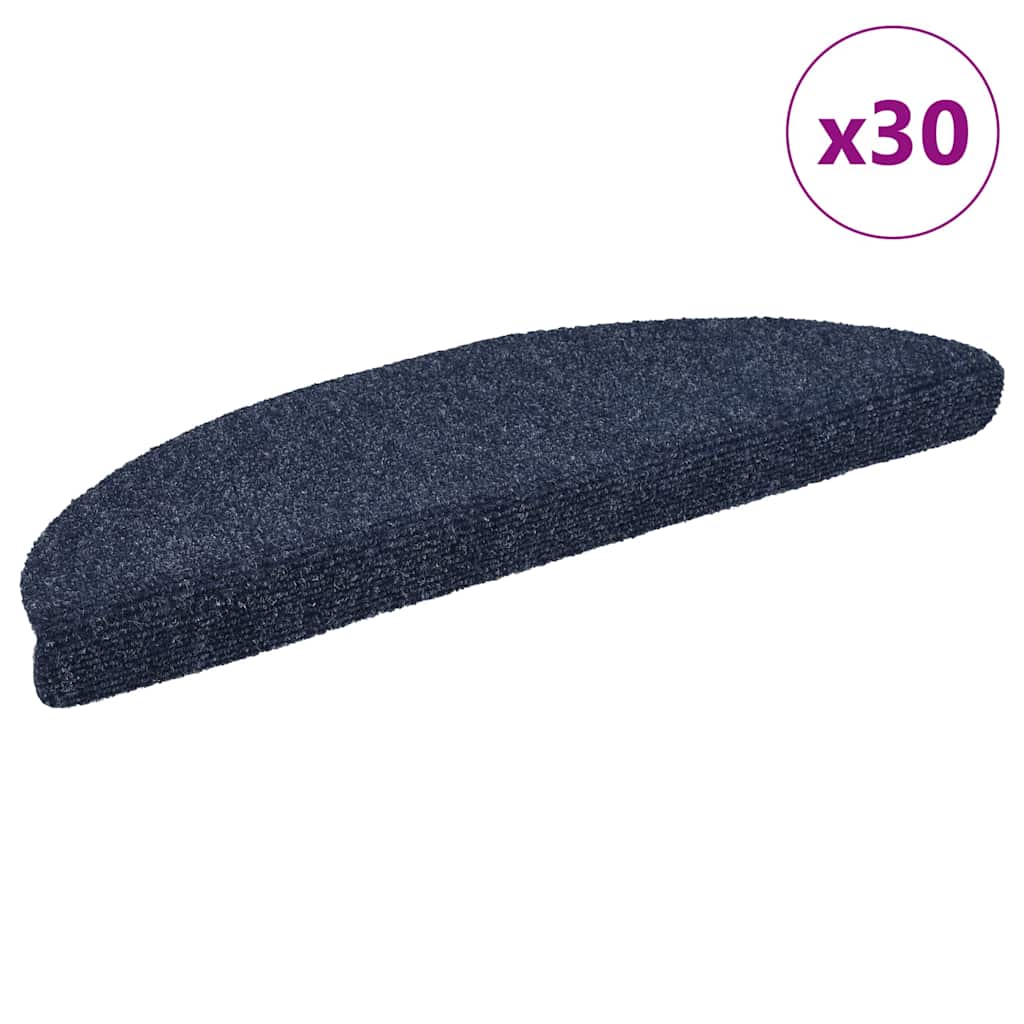 VidaXL Tappetini per scale autoadesivi 30 pezzi 56x17x3 cm blu semicircolare