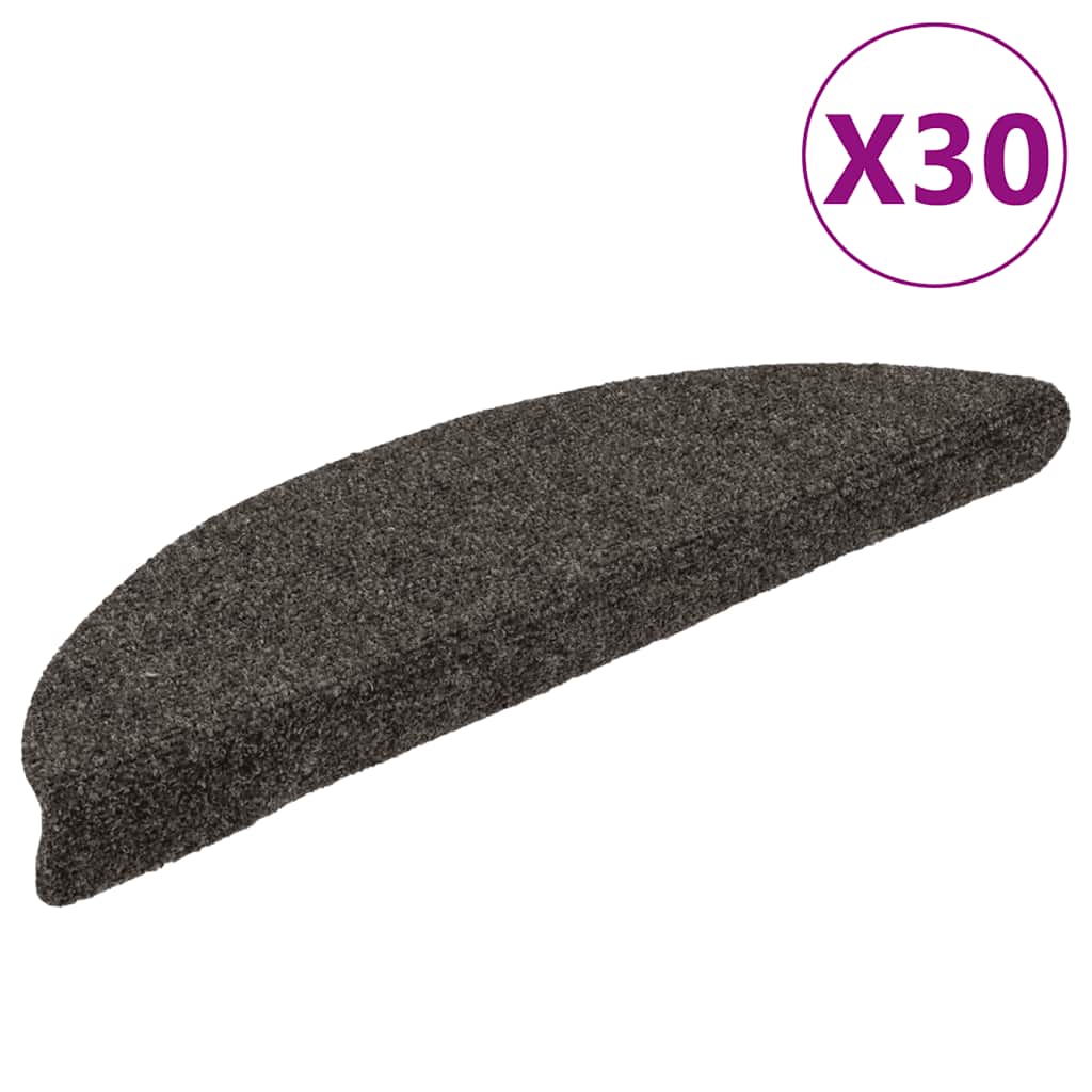 Tappetini per scale autoadesivi Vidaxx 30 pezzi 56x17x3 cm antracite semicircolare