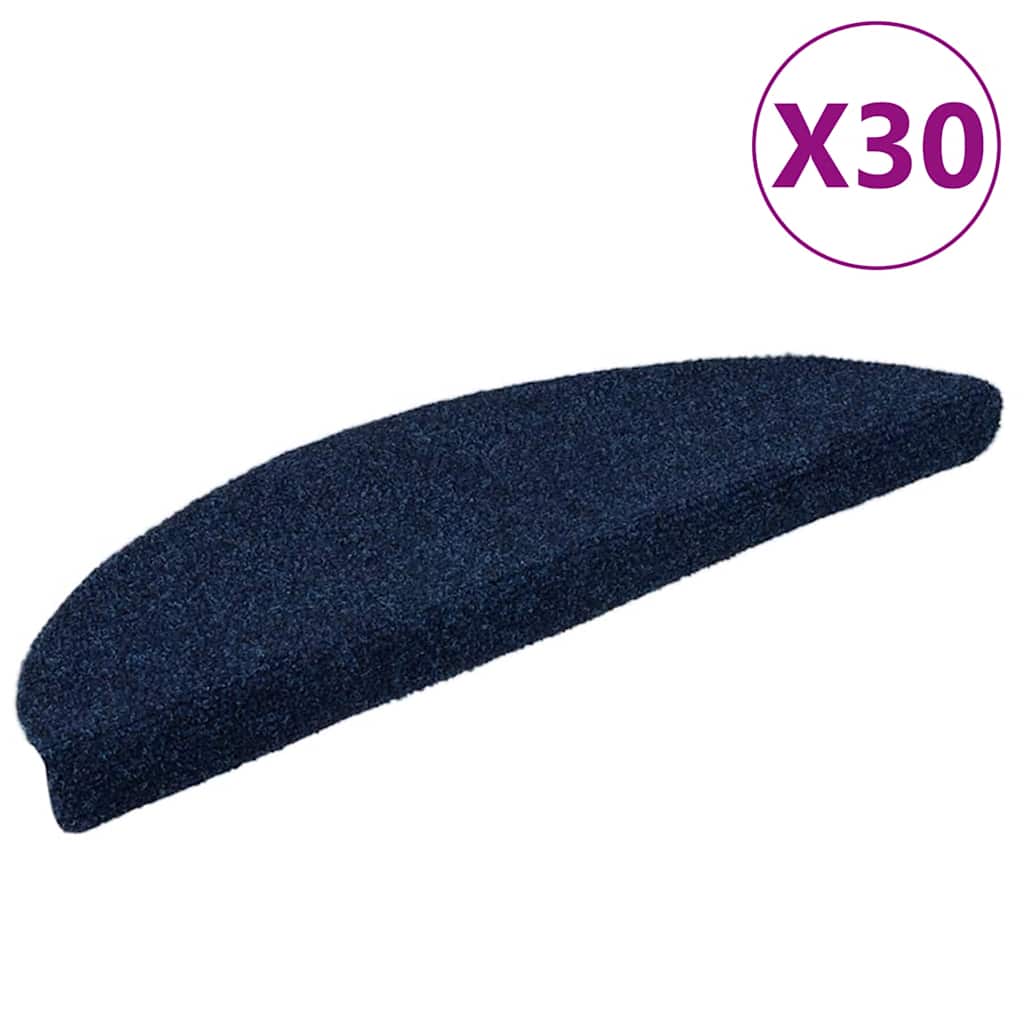 VidaXL tapetes para escaleras autoadhesivos 30 piezas 56x17x3 cm azul marino semicirculares
