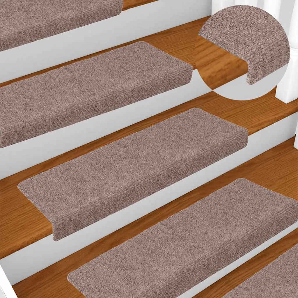 Vidaxx alfombras de escalera autoadhesivas 30 piezas 65x21x4 cm crema con borde rectangular