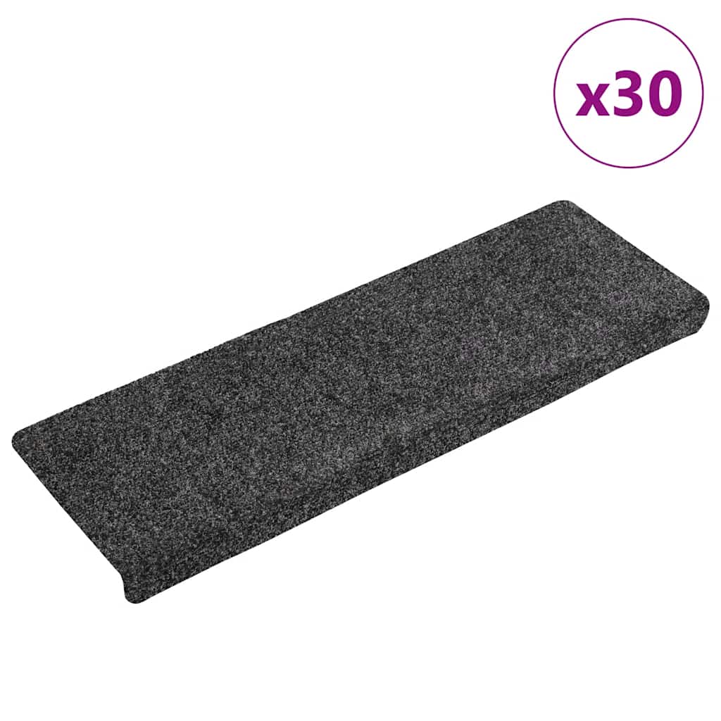 VidaXL tapetes para escaleras autoadhesivos 30 piezas 65x21x4 cm borde rectangular gris