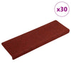VidaXL tapetes para escaleras autoadhesivos 30 piezas 65x21x4 cm borde rectangular rojo burdeos