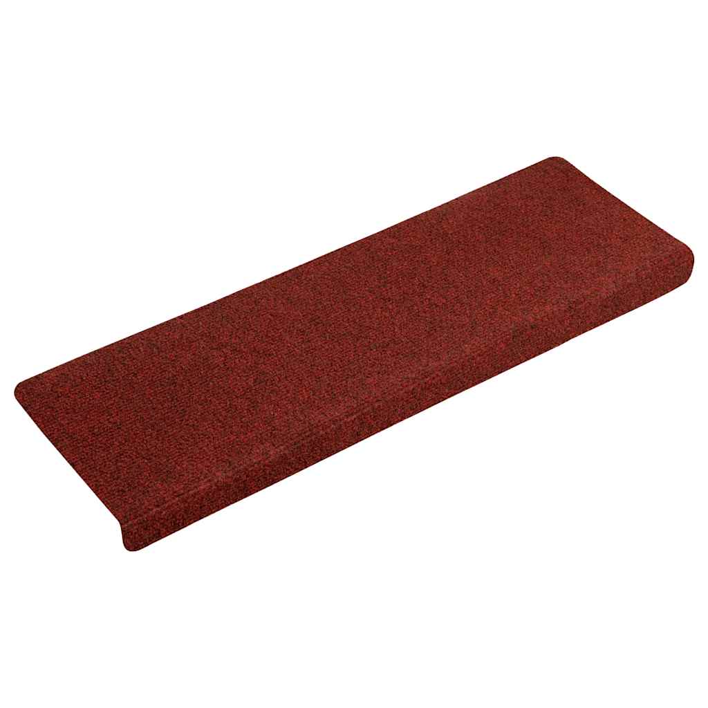 VidaXL tapetes para escaleras autoadhesivos 30 piezas 65x21x4 cm borde rectangular rojo burdeos