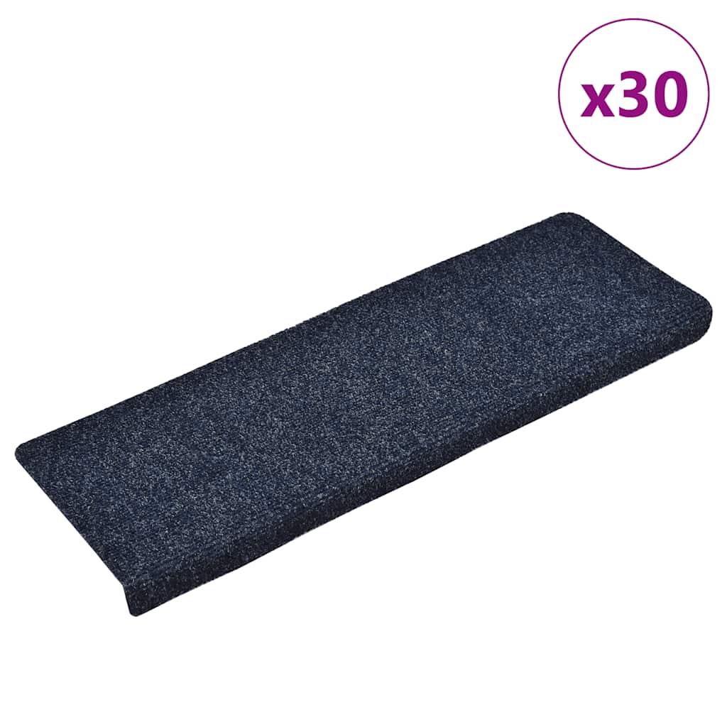 VidaXL tapetes para escaleras autoadhesivos 30 piezas 65x21x4 cm borde rectangular azul