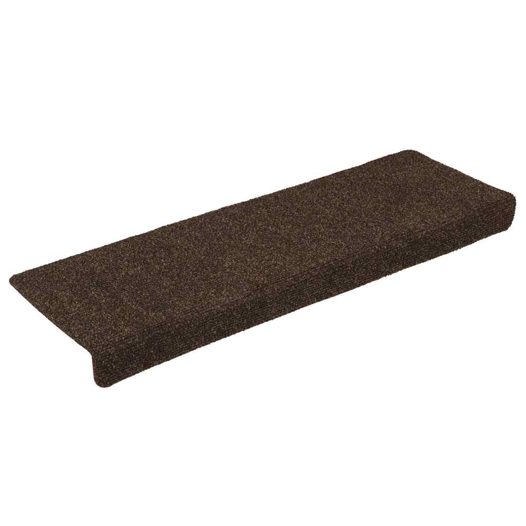 VidaXL Tappetini per scale autoadesivi 30 pezzi 65x21x4 cm bordo rettangolare marrone