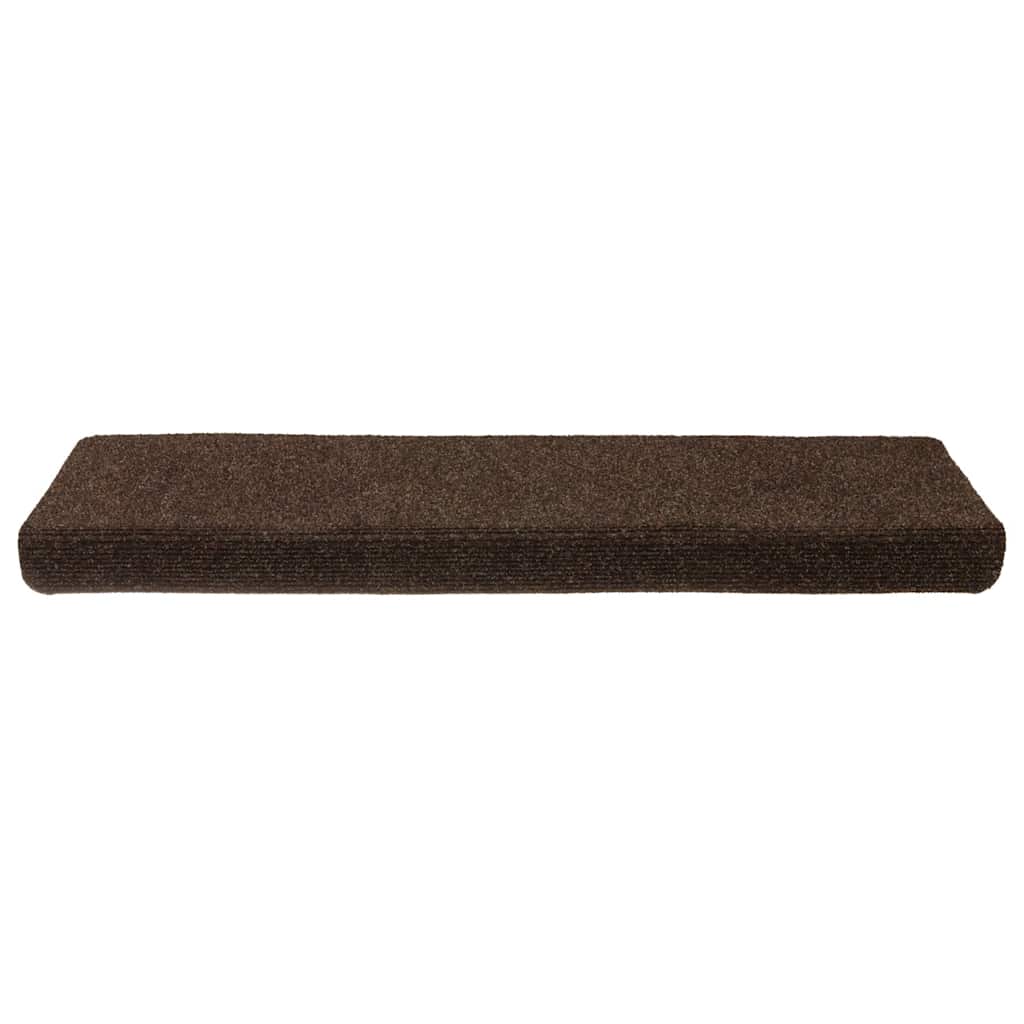 VidaXL Tappetini per scale autoadesivi 30 pezzi 65x21x4 cm bordo rettangolare marrone