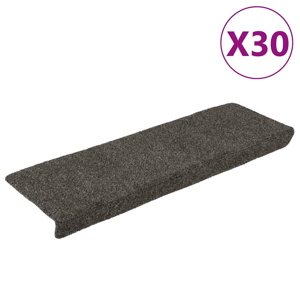 VidaXL Tappetini per scale autoadesivi 30 pezzi 65x21x4 cm bordo rettangolare antracite