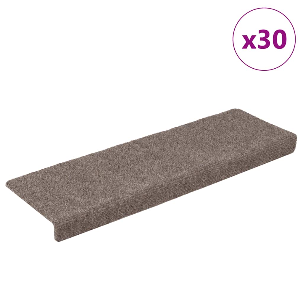 VidaXL tapetes para escaleras autoadhesivos 30 piezas 65x21x4 cm borde rectangular beige