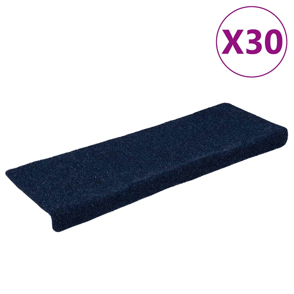 Tappetini per scale autoadesivi Vidaxx 30 pezzi 65x21x4 cm blu navy con bordo rettangolare