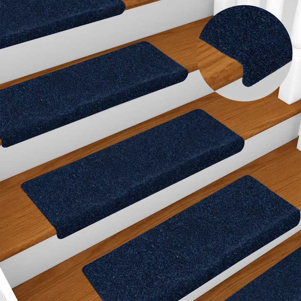 Tappetini per scale autoadesivi Vidaxx 30 pezzi 65x21x4 cm blu navy con bordo rettangolare