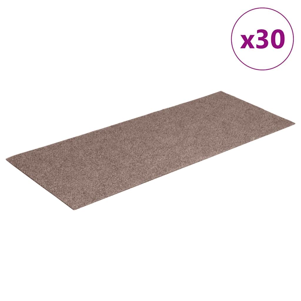 VidaXL tapetes para escaleras autoadhesivos 30 piezas 60x25 cm marrón claro rectangular