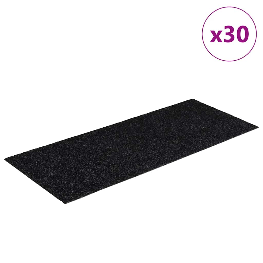 VidaXL alfombrillas para escaleras autoadhesivas 30 piezas 60x25 cm negro rectangular