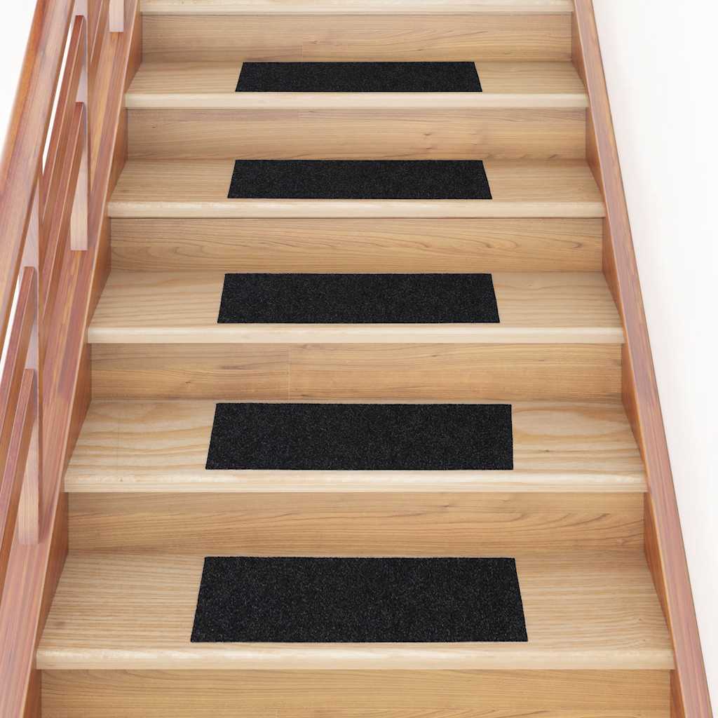 VidaXL alfombrillas para escaleras autoadhesivas 30 piezas 60x25 cm negro rectangular