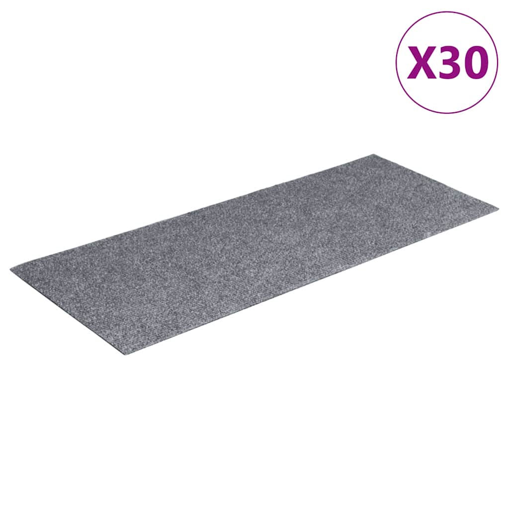 VidaXL tapetes para escaleras autoadhesivos 30 piezas 60x25 cm gris claro rectangular
