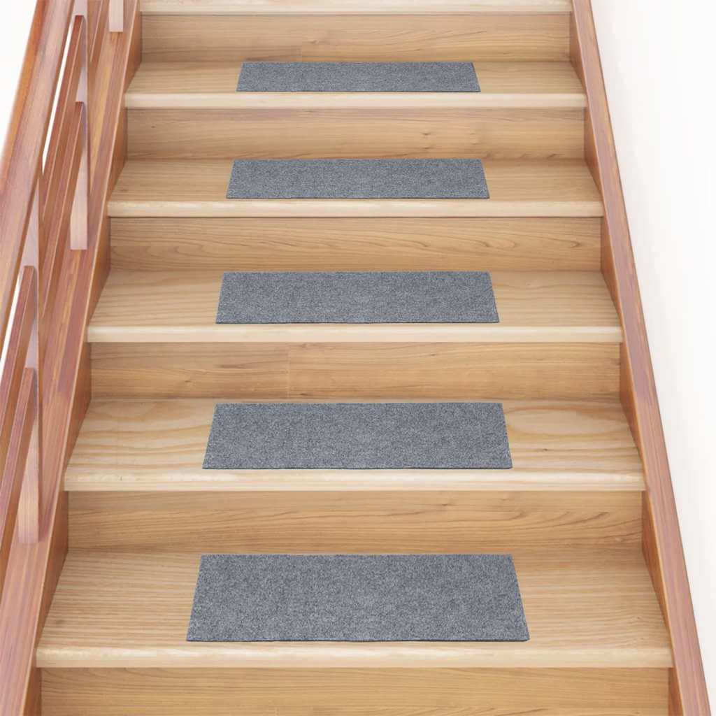 VidaXL tapetes para escaleras autoadhesivos 30 piezas 60x25 cm gris claro rectangular