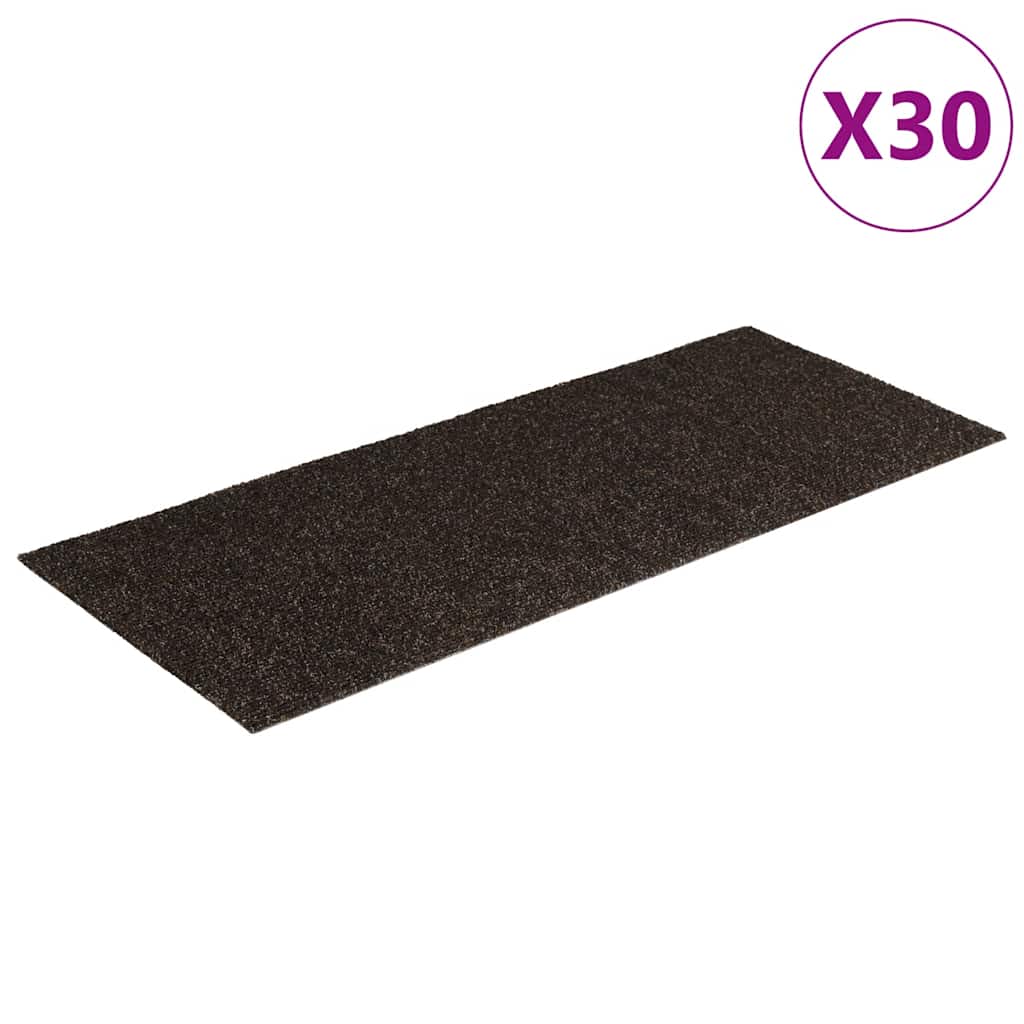 Vidaxx alfombras de escalera autoadhesivas 30 piezas 60x25 cm marrón oscuro rectangular