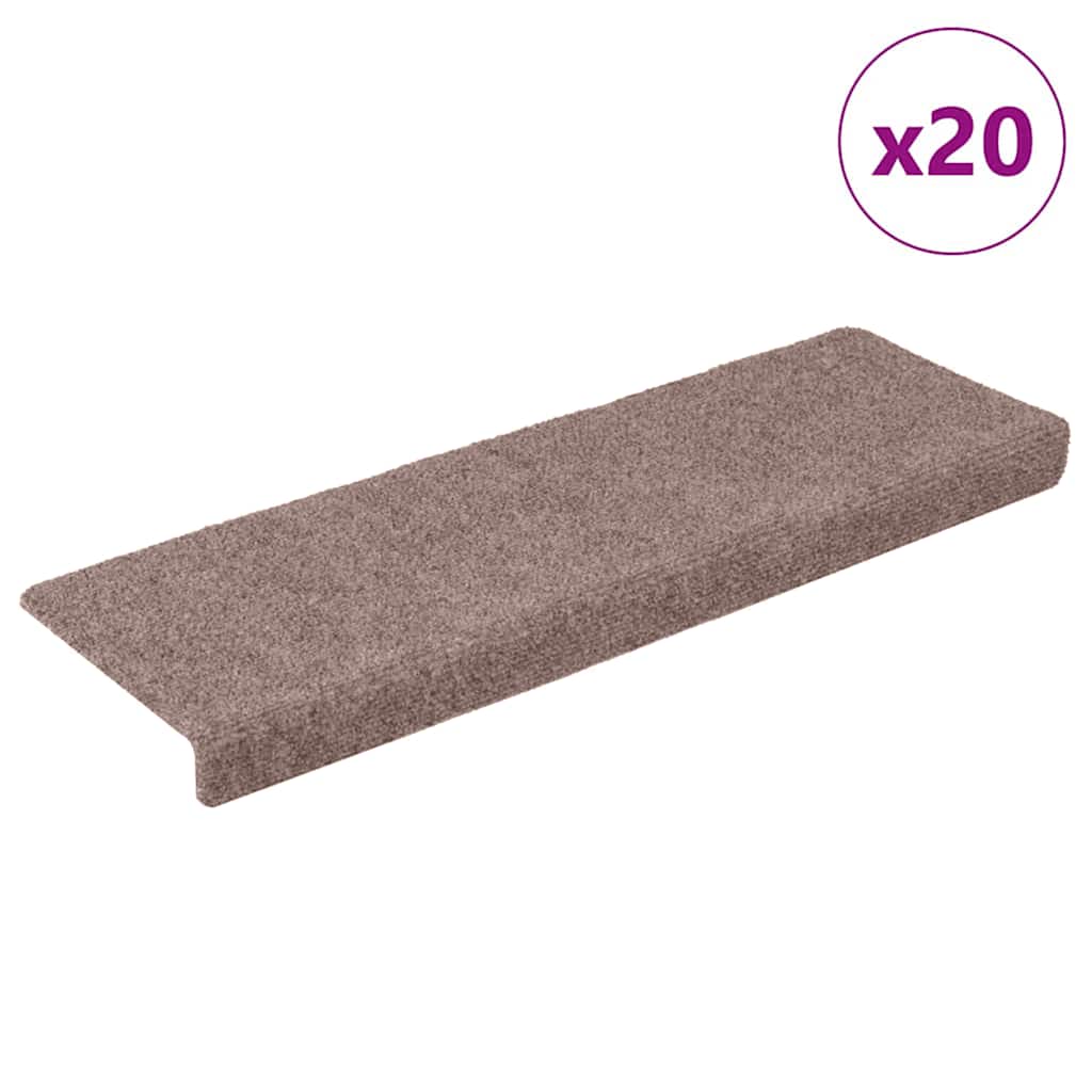 VidaXL alfombrillas para escaleras autoadhesivas 20 piezas 65x21x4 cm crema borde rectangular